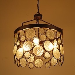 Lampadario a sospensione vintage in ferro e vetro marrone 4 luci E26/E27