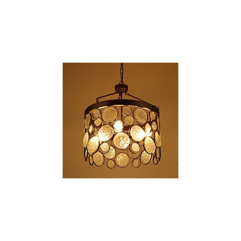 Lampadario a sospensione vintage in ferro e vetro marrone 4 luci E26/E27