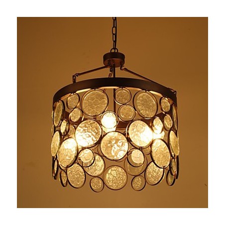 Lampadario a sospensione vintage in ferro e vetro marrone 4 luci E26/E27