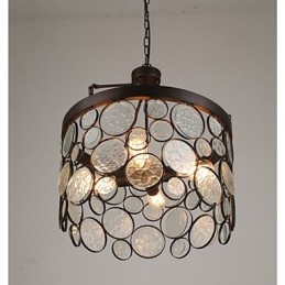 Lampadario a sospensione vintage in ferro e vetro marrone 4 luci E26/E27