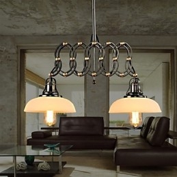 Lampadario a sospensione vintage Stretch industriale lineare in metallo nero e vetro bianco, 2 luci