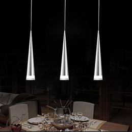 Lampada a sospensione LED in metallo cromato, design moderno, 32,5 cm