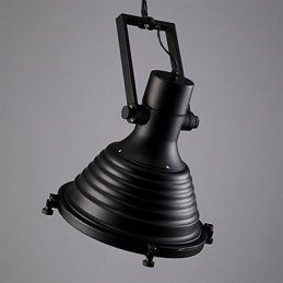 Lampadario a sospensione retrò in ferro nero con paralume in vetro