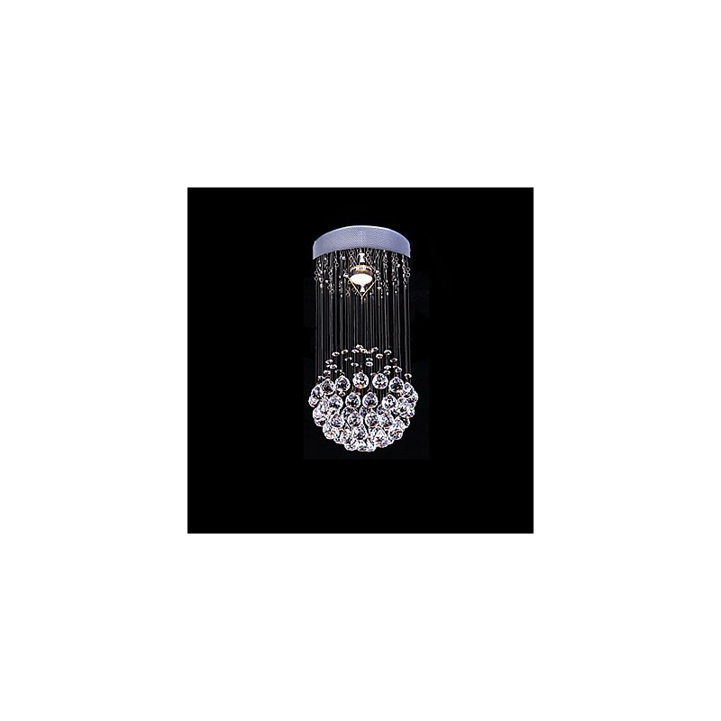 Lampadario moderno in metallo e cristallo trasparente a filo, 1 lampadina GU10
