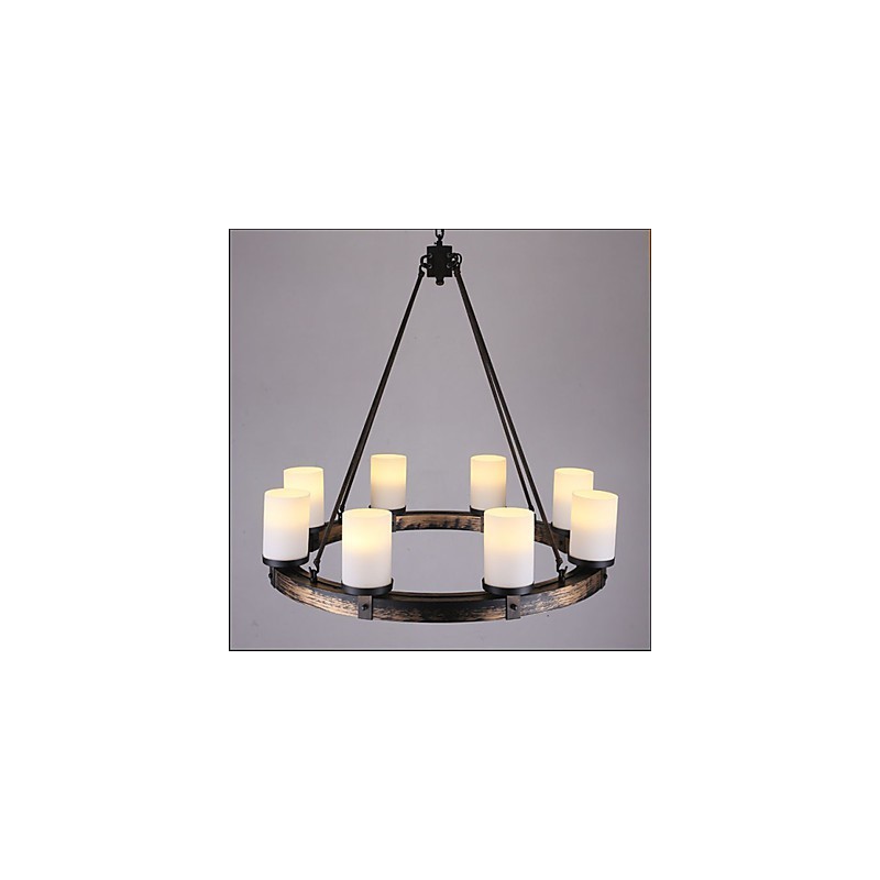 Lampadario a sospensione in legno stile vintage country marrone