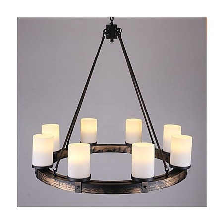 Lampadario a sospensione in legno stile vintage country marrone