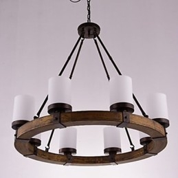 Lampadario a sospensione in legno stile vintage country marrone