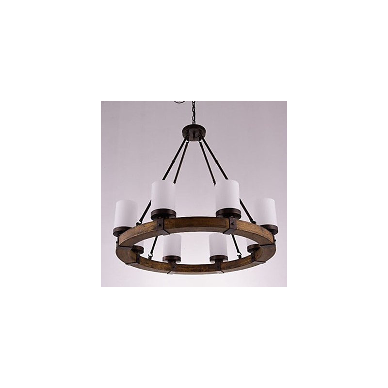 Lampadario a sospensione in legno stile vintage country marrone