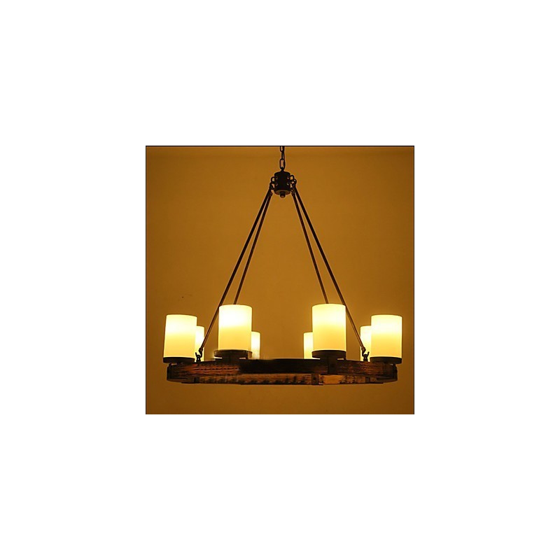 Lampadario a sospensione in legno stile vintage country marrone