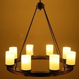 Lampadario a sospensione in legno stile vintage country marrone