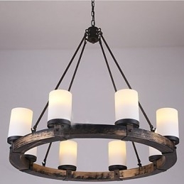 Lampadario a sospensione in legno stile vintage country marrone
