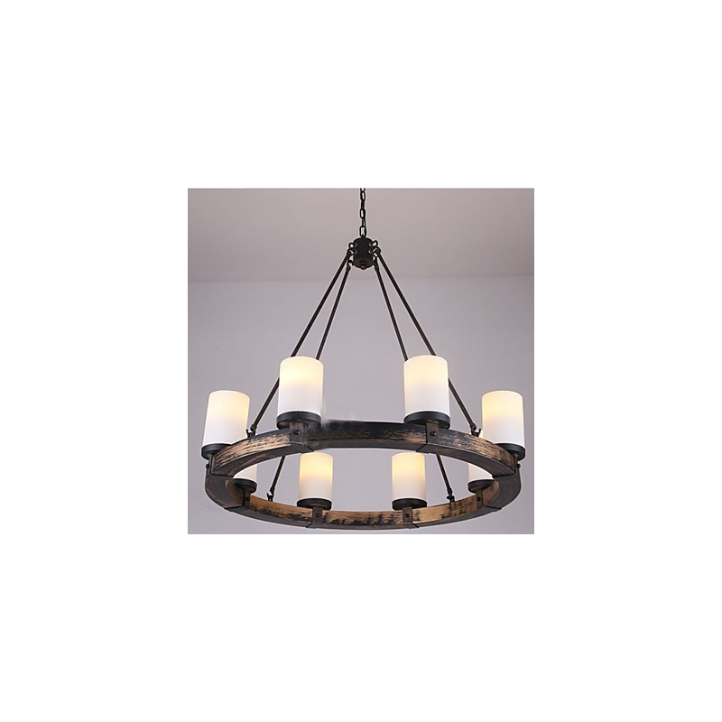 Lampadario a sospensione in legno stile vintage country marrone