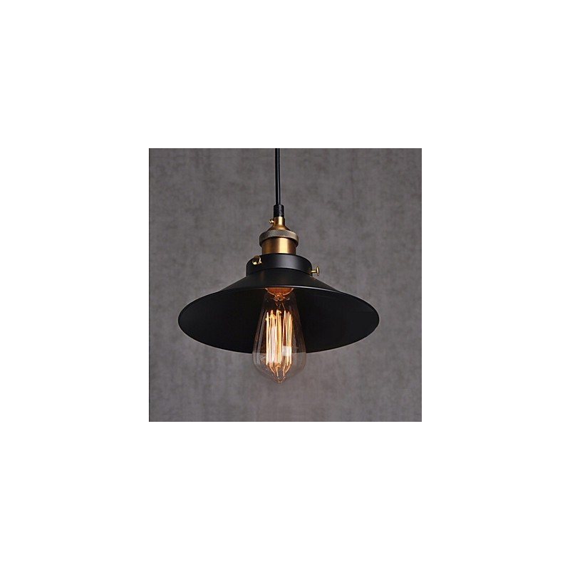 Lampada a sospensione retrò in stile europeo 30 cm, nera con finitura ottone antico