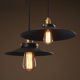 Lampada a sospensione retrò in stile europeo 30 cm, nera con finitura ottone antico