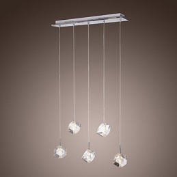 Lampada a sospensione a isola moderna in cristallo cromato, 6 luci G4, 65 cm