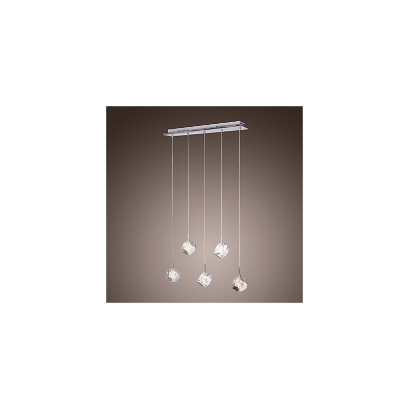 Lampada a sospensione a isola moderna in cristallo cromato, 6 luci G4, 65 cm
