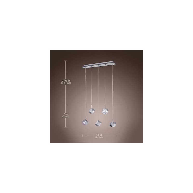 Lampada a sospensione a isola moderna in cristallo cromato, 6 luci G4, 65 cm