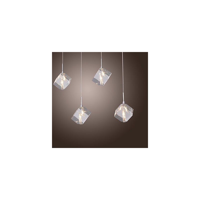 Lampada a sospensione a isola moderna in cristallo cromato, 6 luci G4, 65 cm