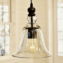 Lampada a sospensione vintage classica mini ciotola elettrolitica, paralume in vetro trasparente