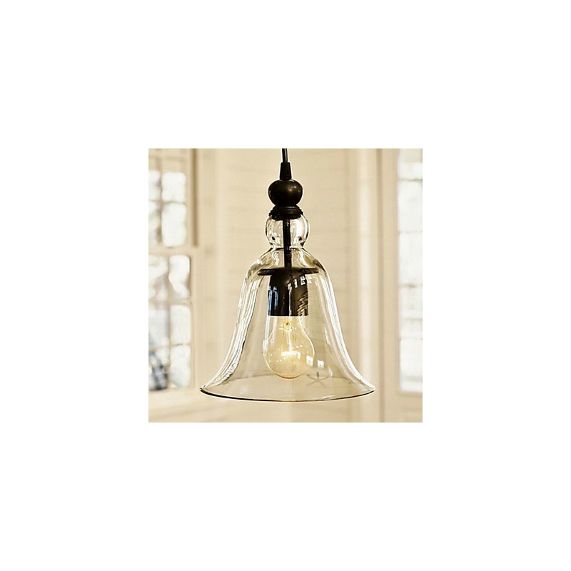 Lampada a sospensione vintage classica mini ciotola elettrolitica, paralume in vetro trasparente