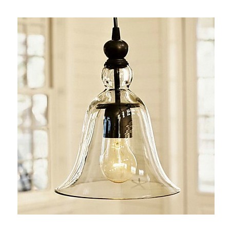 Lampada a sospensione vintage classica mini ciotola elettrolitica, paralume in vetro trasparente