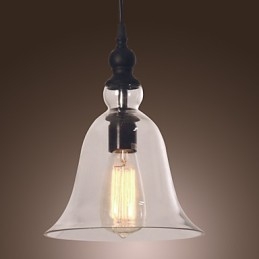 Lampada a sospensione vintage classica mini ciotola elettrolitica, paralume in vetro trasparente