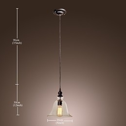 Lampada a sospensione vintage classica mini ciotola elettrolitica, paralume in vetro trasparente