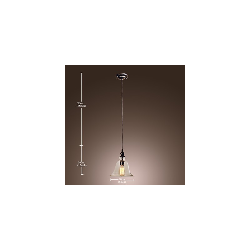 Lampada a sospensione vintage classica mini ciotola elettrolitica, paralume in vetro trasparente