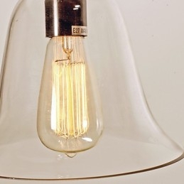 Lampada a sospensione vintage classica mini ciotola elettrolitica, paralume in vetro trasparente