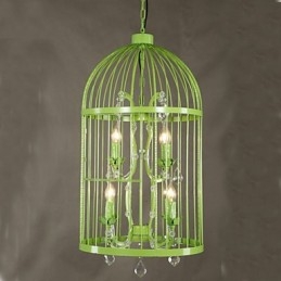 Lampadario a sospensione vintage in gabbia di ferro con cristalli per scale