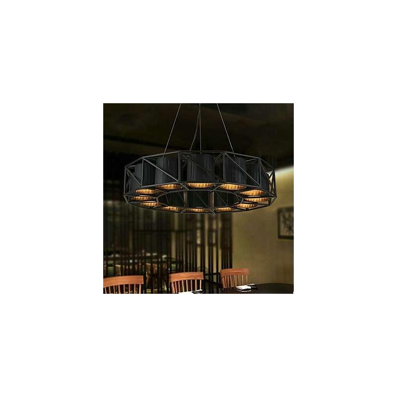 Lampada a sospensione in metallo nera stile country vintage 3 luci E26/E27