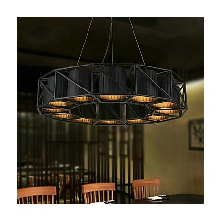 Lampada a sospensione in metallo nera stile country vintage 3 luci E26/E27