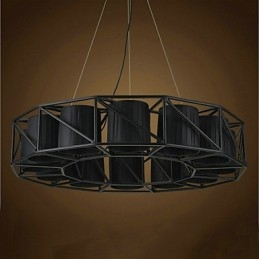 Lampada a sospensione in metallo nera stile country vintage 3 luci E26/E27
