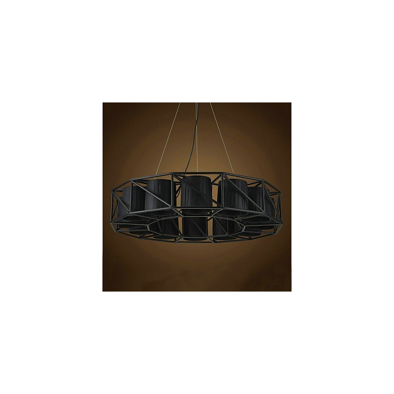 Lampada a sospensione in metallo nera stile country vintage 3 luci E26/E27
