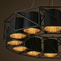Lampada a sospensione in metallo nera stile country vintage 3 luci E26/E27