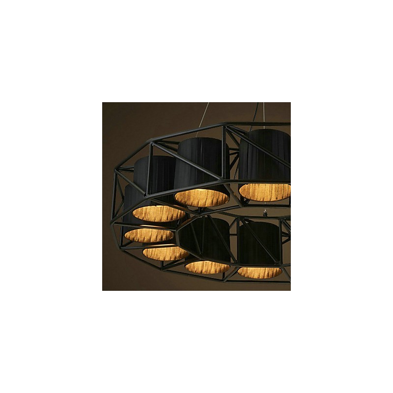 Lampada a sospensione in metallo nera stile country vintage 3 luci E26/E27