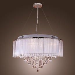 Lampadario a sospensione in cristallo a tamburo moderno contemporaneo elettrolitico