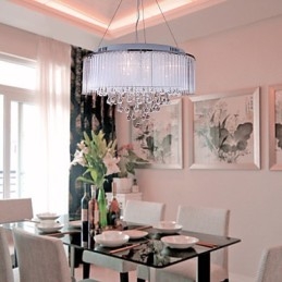 Lampadario a sospensione in cristallo a tamburo moderno contemporaneo elettrolitico