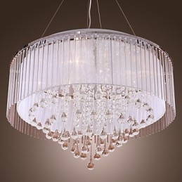 Lampadario a sospensione in cristallo a tamburo moderno contemporaneo elettrolitico