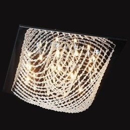 Lampadario classico in metallo cromato e cristallo trasparente