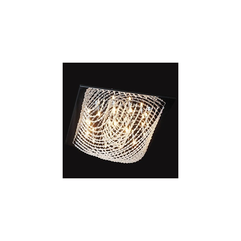 Lampadario classico in metallo cromato e cristallo trasparente