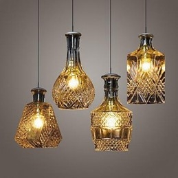 Lampada a sospensione in vetro di cristallo a 4 luci, paralume minimalista