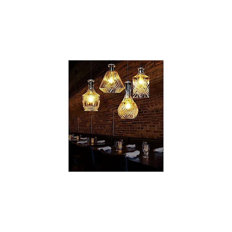 Lampada a sospensione in vetro di cristallo a 4 luci, paralume minimalista
