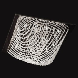 Lampadario classico in metallo cromato e cristallo trasparente