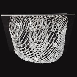 Lampadario classico in metallo cromato e cristallo trasparente
