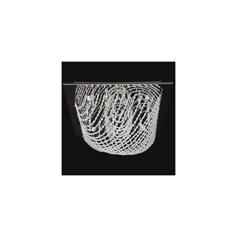 Lampadario classico in metallo cromato e cristallo trasparente