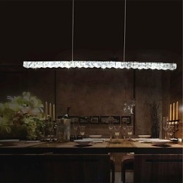 Lampada a sospensione in cristallo e metallo LED integrato cromata argento 90 cm