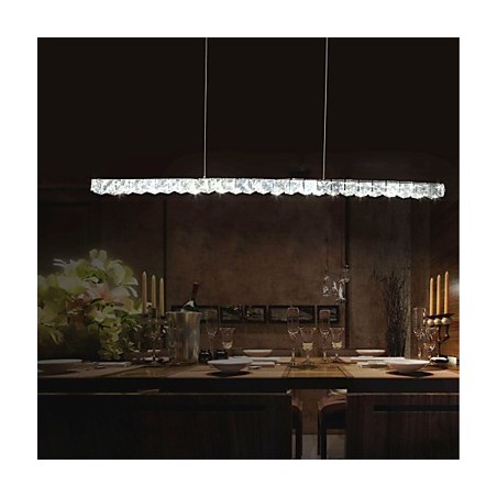 Lampada a sospensione in cristallo e metallo LED integrato cromata argento 90 cm