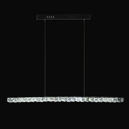 Lampada a sospensione in cristallo e metallo LED integrato cromata argento 90 cm