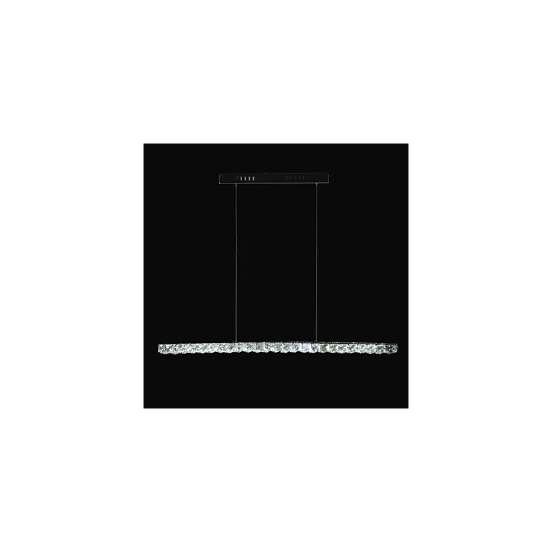 Lampada a sospensione in cristallo e metallo LED integrato cromata argento 90 cm